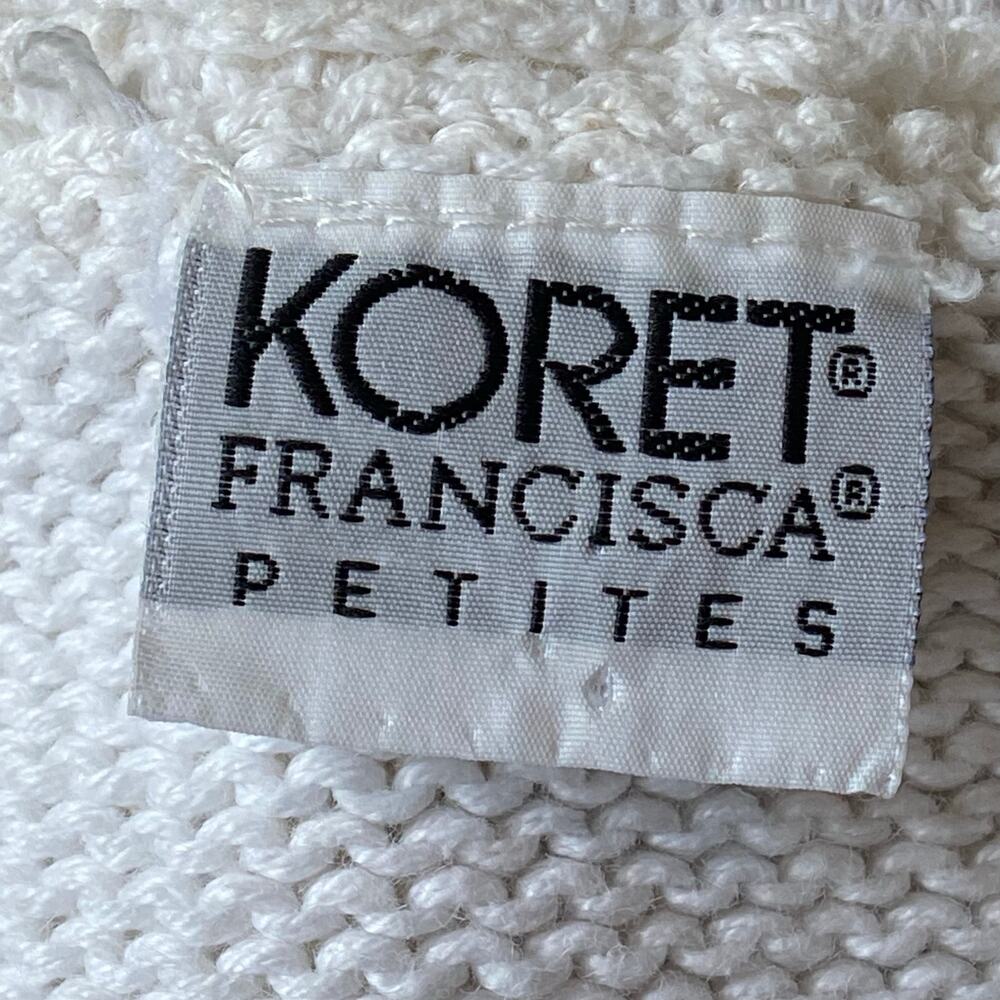 Koret Franscisca Petites Sweater Vest Sz M White Blue Embroidered Vintage - Picture 3 of 10